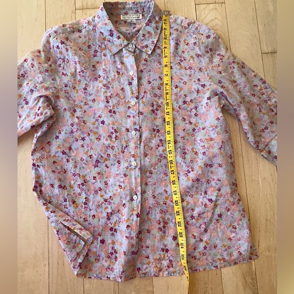 Saks Fifth Avenue Real Clothes 100% Cotton Floral Button Women’s Blouse Size 14 - Picture 8 of 14